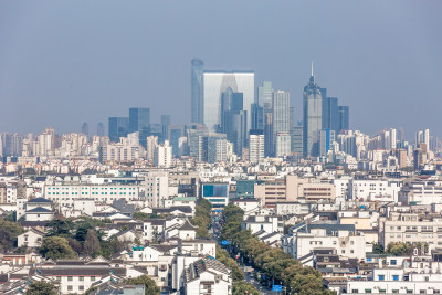 苏州古城区建筑风光 远景