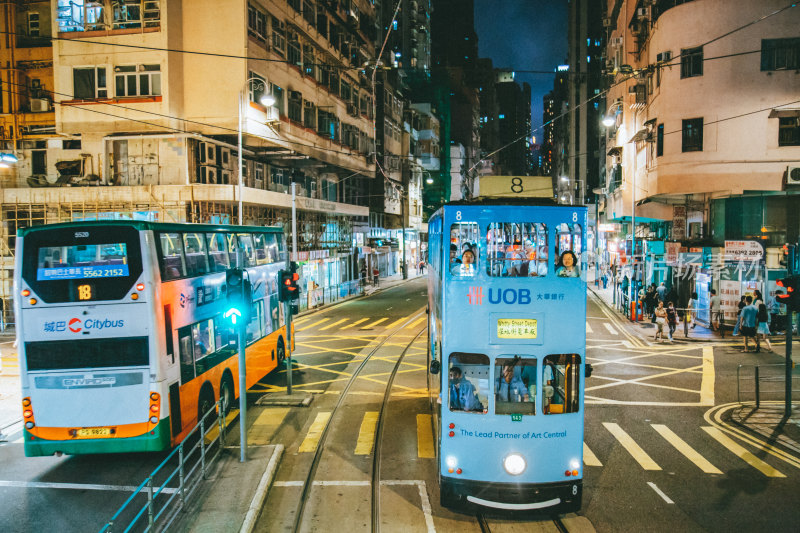 香港岛叮叮车风光