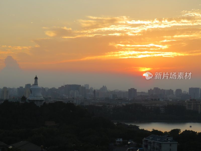北京景山公园日落风景