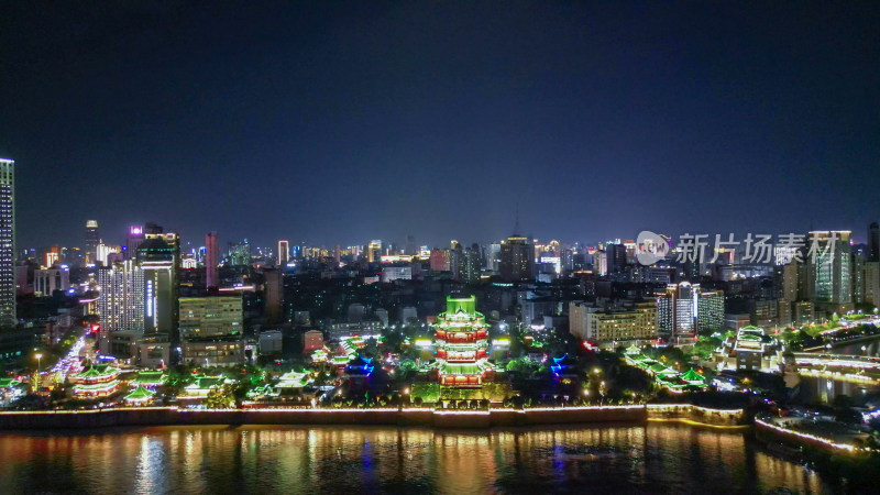 航拍江西南昌夜景滕王阁景区夜景