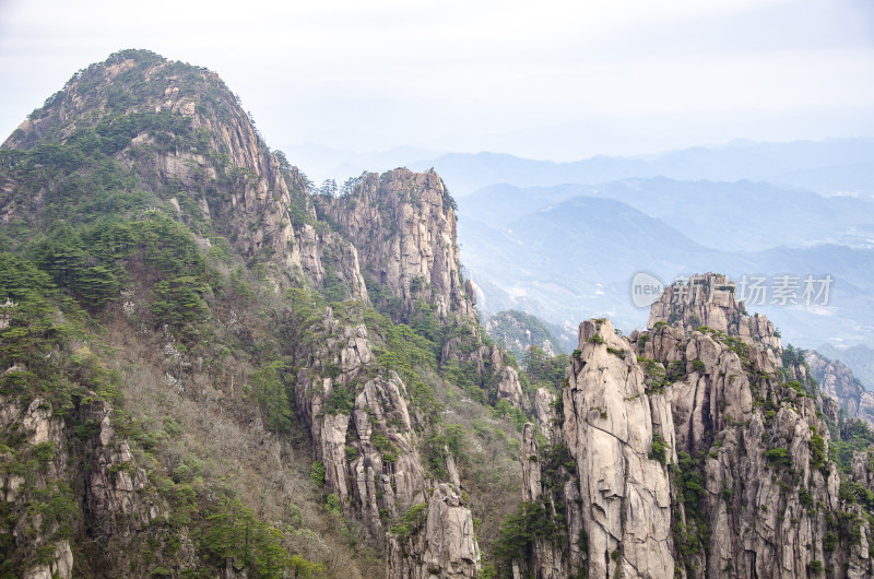 黄山松崖绝壁 险峻山峦 峰峦叠嶂