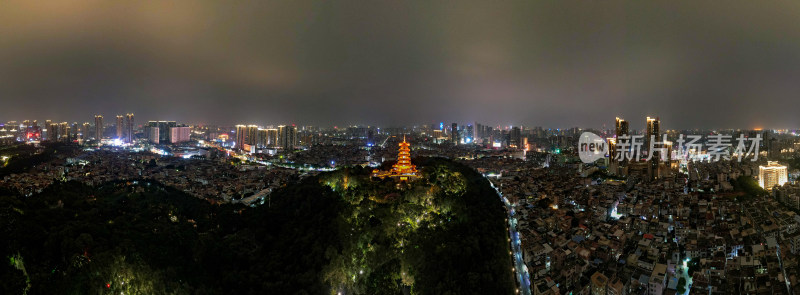 广东佛山城市夜景航拍全景图