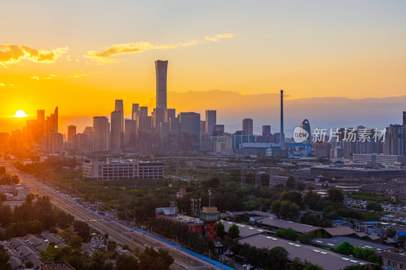 北京国贸CBD中央商务区夕阳风光