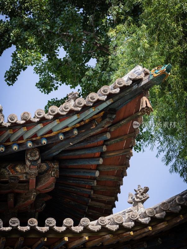 山西太原晋祠古建筑的飞檐翘角