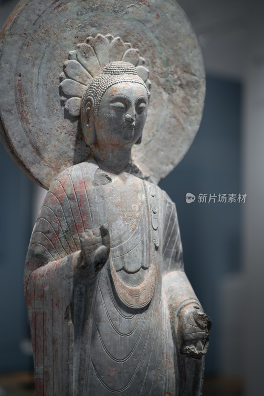 青州博物馆龙兴寺佛教造像古代佛像雕塑特写