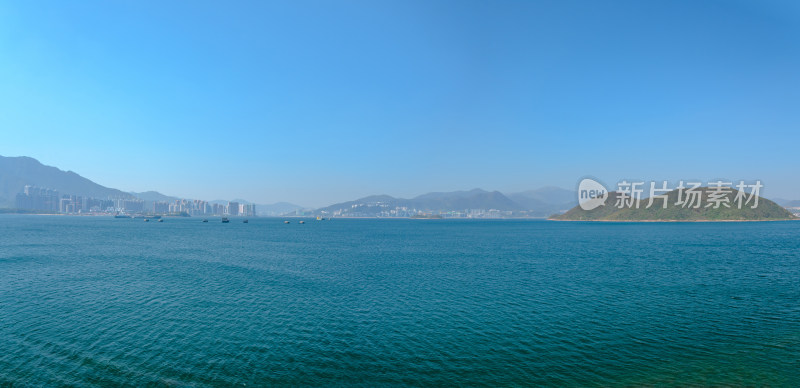 香港大埔大美督海湾山岛自然风光全景长图