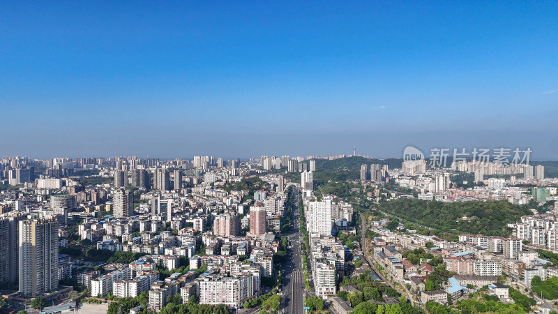 航拍四川自贡大景自贡城市建设摄影图