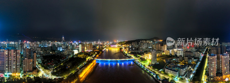 兰州城市夜景灯光航拍全景