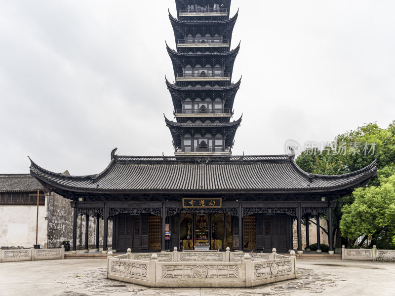 嘉兴乌镇西栅白莲寺白莲塔风景