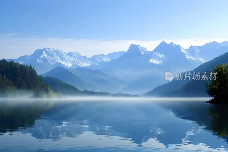 自然背景湖泊山峰天空