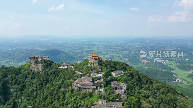 航拍湖北武汉木兰风景区木兰金顶