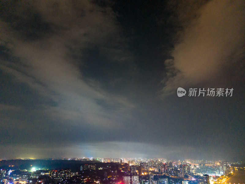 四川乐山城市夜景航拍图