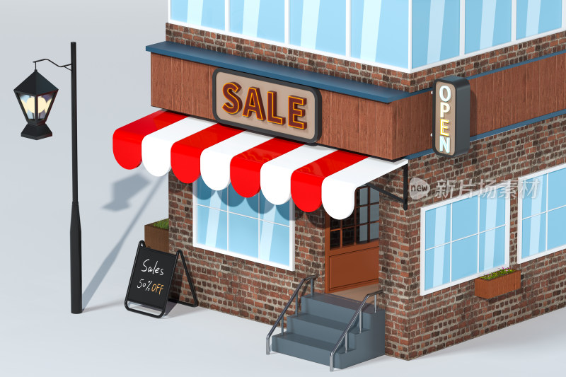 商店店铺模型 3D渲染