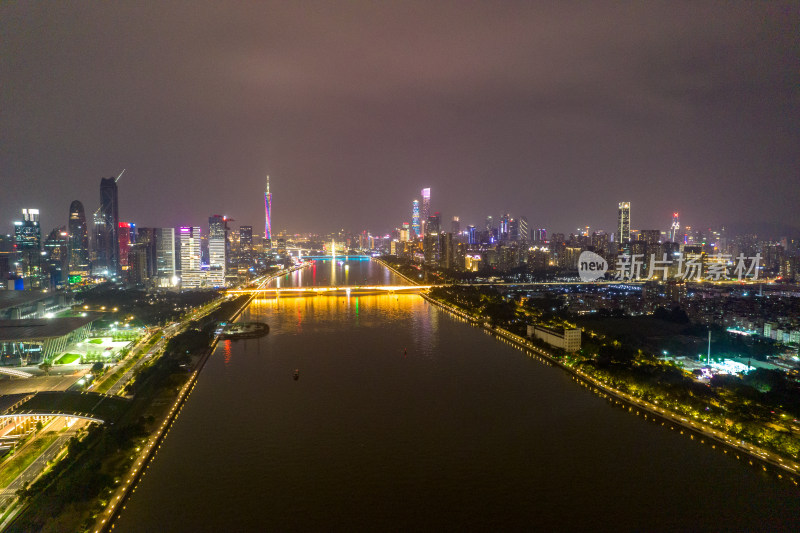 广州城市夜景灯光航拍摄影图