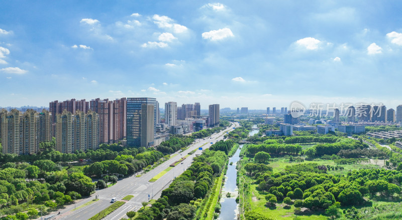 航拍江苏苏州昆山城市建筑风光大景