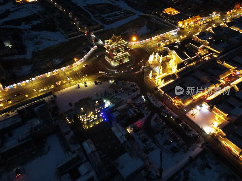 航拍古都大同城市夜景