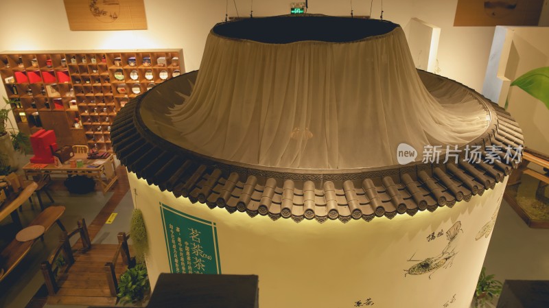 中国传统高端茶馆内部布置，茶室