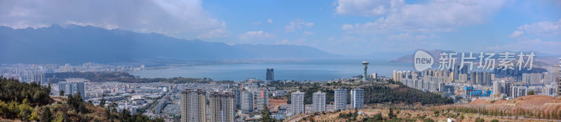 云南大理俯瞰大理俯瞰苍山洱海180度全景