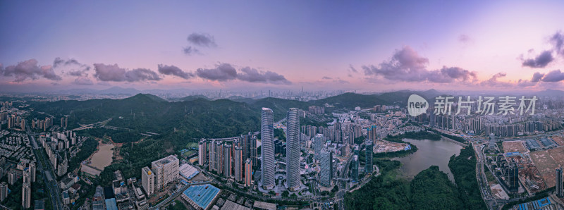 深圳地标星河双子塔蓝调时刻全景