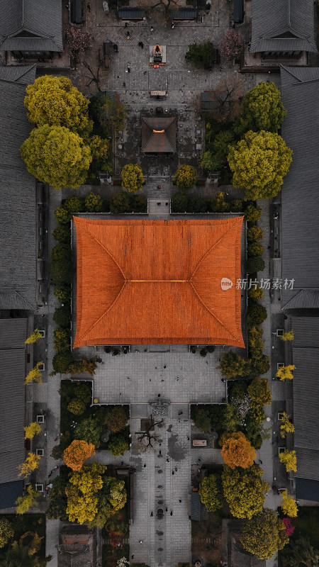 大兴善寺古建筑屋顶鸟瞰全景