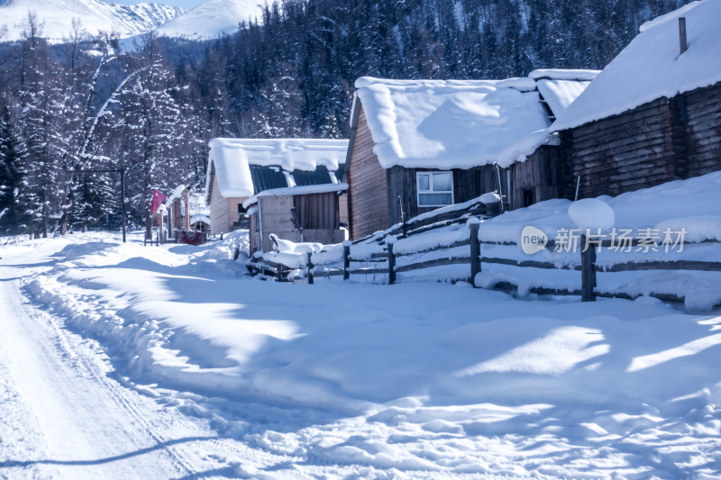 新疆阿勒泰白哈巴村冬季雪景