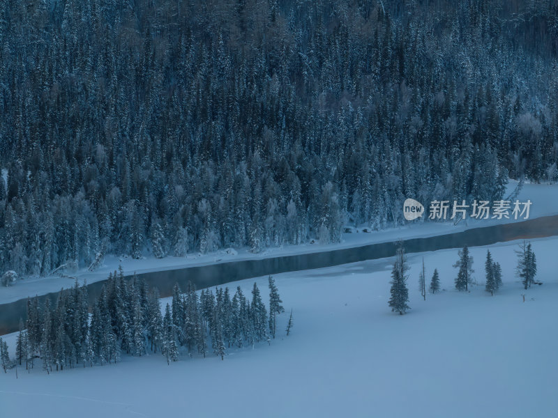 新疆北疆阿勒泰喀纳斯冬季雪景童话世界航拍