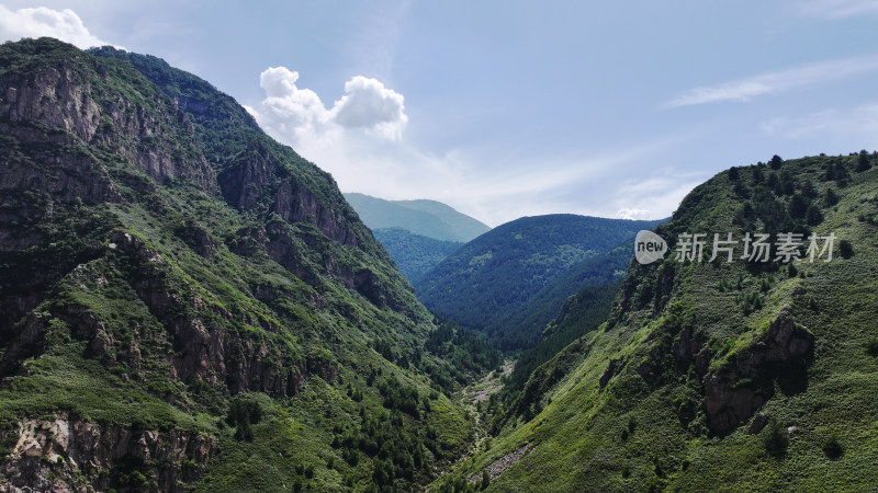 航拍小五台山金河口景区 河北蔚县原始森林