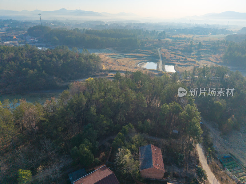 乡村田园风光航拍全景