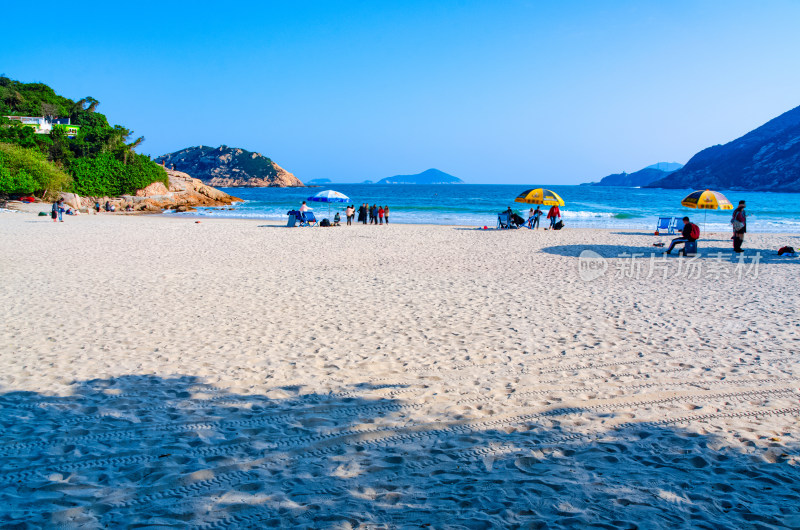 香港石澳旅游区滨海海景沙滩礁石海浪风景