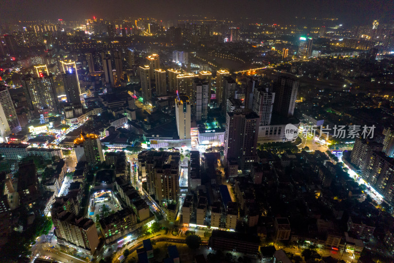 钦州城市夜景灯光交通房屋夜景航拍摄影图