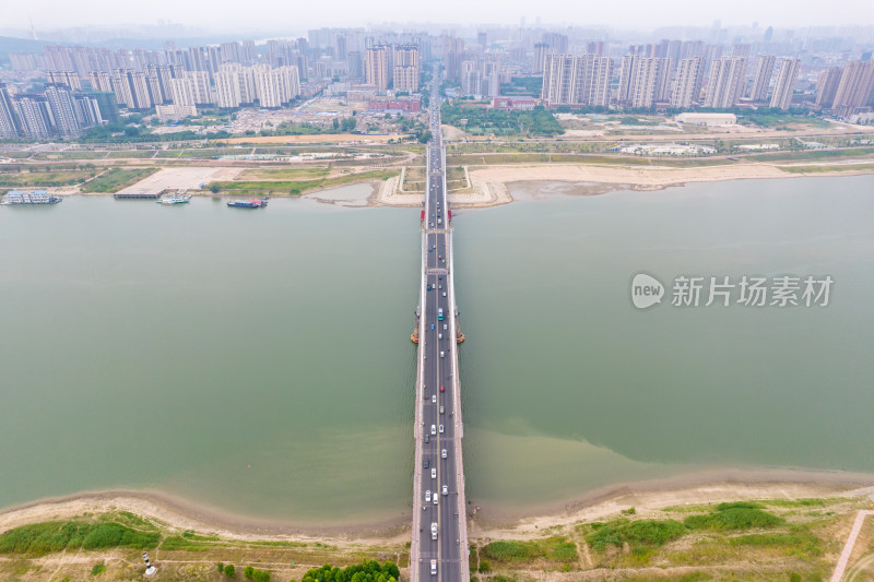 安徽蚌埠城市大景淮河风光航拍图