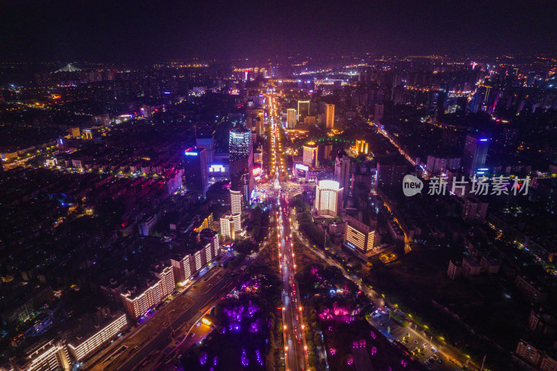 湖南株洲城市夜景航拍