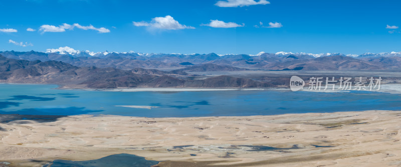 航拍西藏日喀则帕羊镇沙漠湿地
