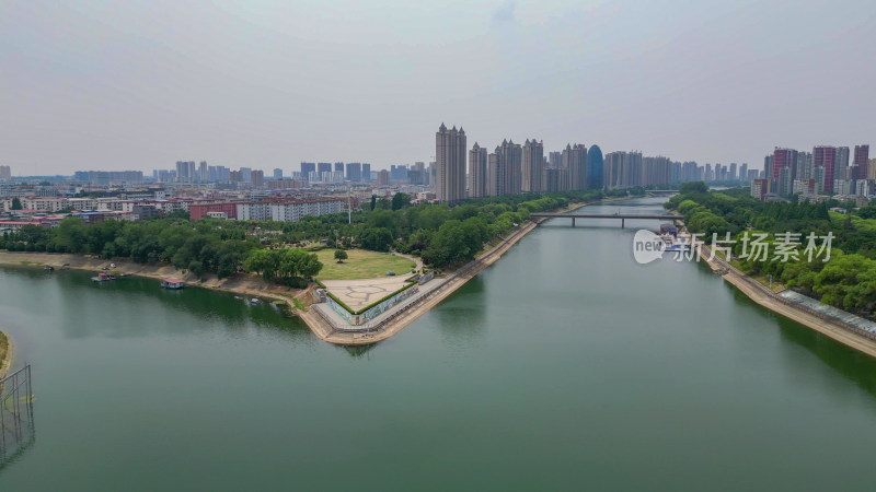 航拍河南漯河沙澧河风景区