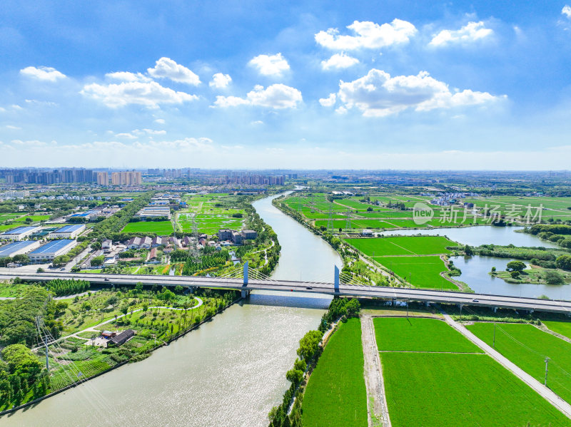 航拍江苏省苏州市田园乡村风光大景