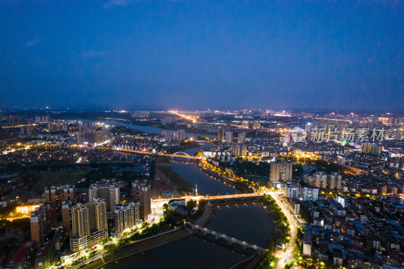 航拍衡阳城市夜景