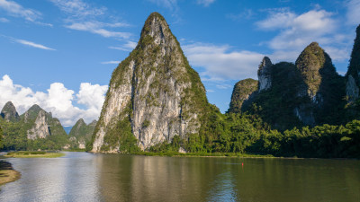 广西 桂林山水 漓江 九马画山黄布倒影