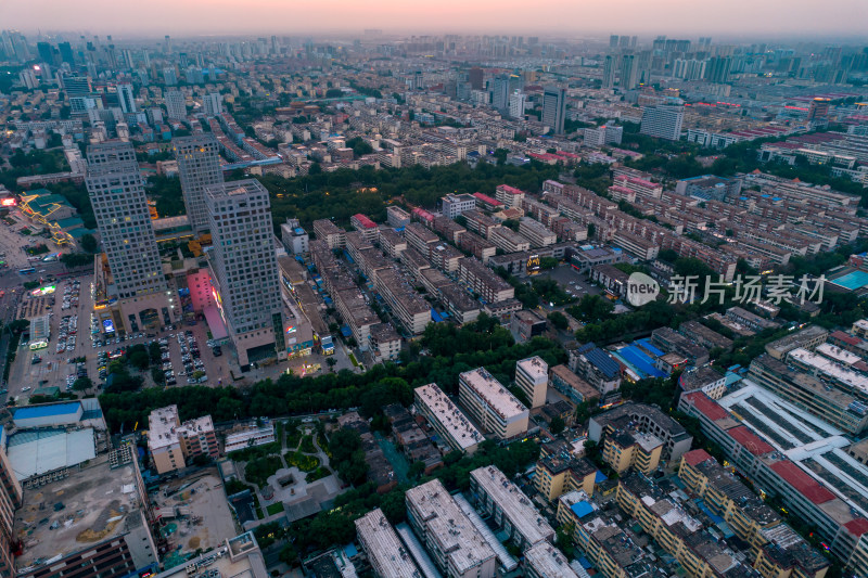 山东济南城市日落晚霞夕阳航拍摄影图