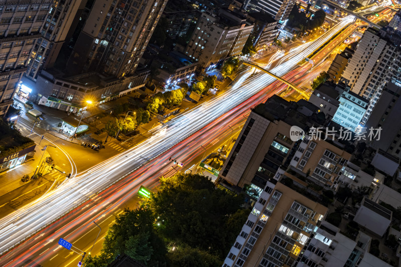 成都车流车轨城市风光夜景