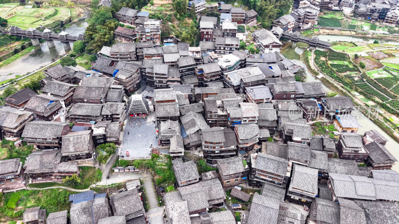 柳州三江程阳八寨景区航拍图