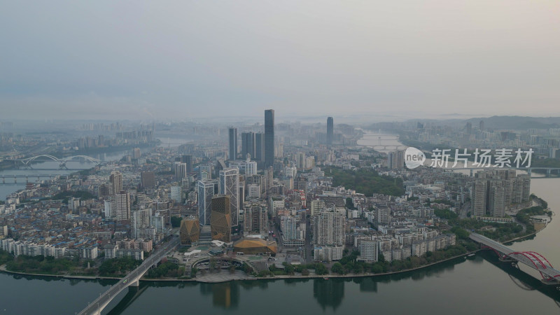 广西柳州城市清晨航拍