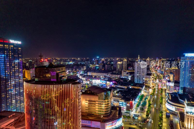 浙江宁波城市夜景灯光航拍摄影图