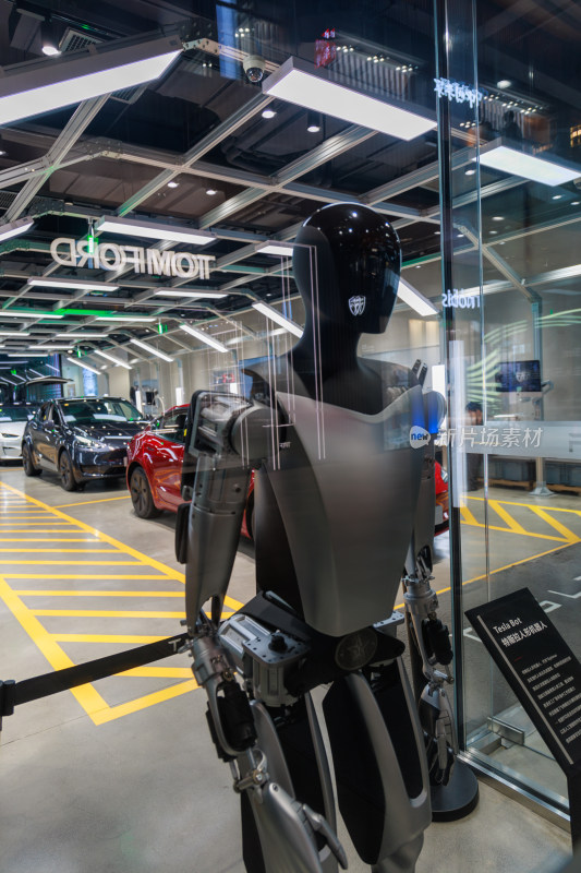 展厅内特斯拉机器人展示