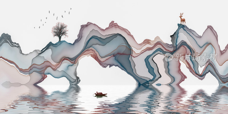 抽象水墨背景意境山水装饰设计素材