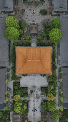 大兴善寺古建筑屋顶鸟瞰全景