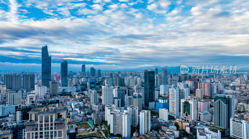 云南昆明主城区高楼清晨航拍