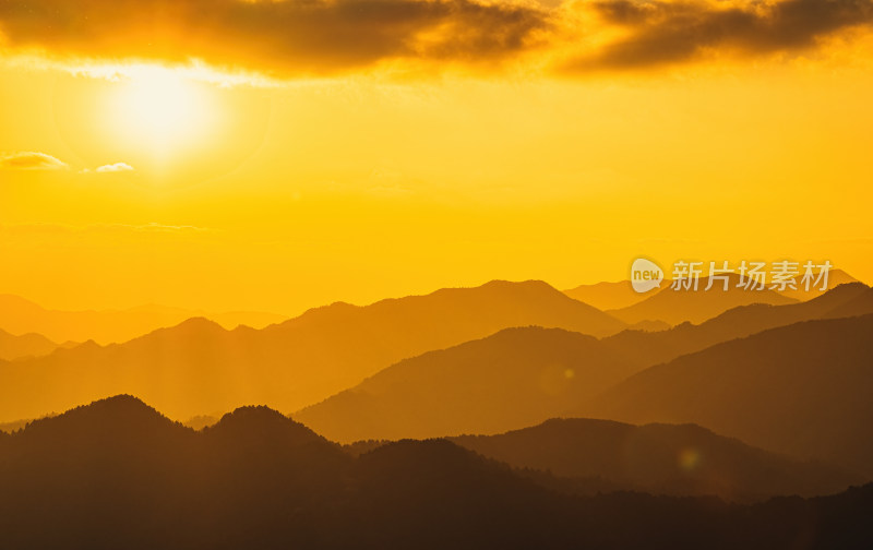 杭州大明山景区山脉唯美日出日落