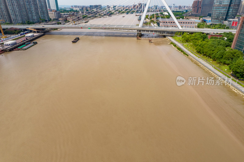 浙江宁波城市风光甬江两岸航拍摄影图