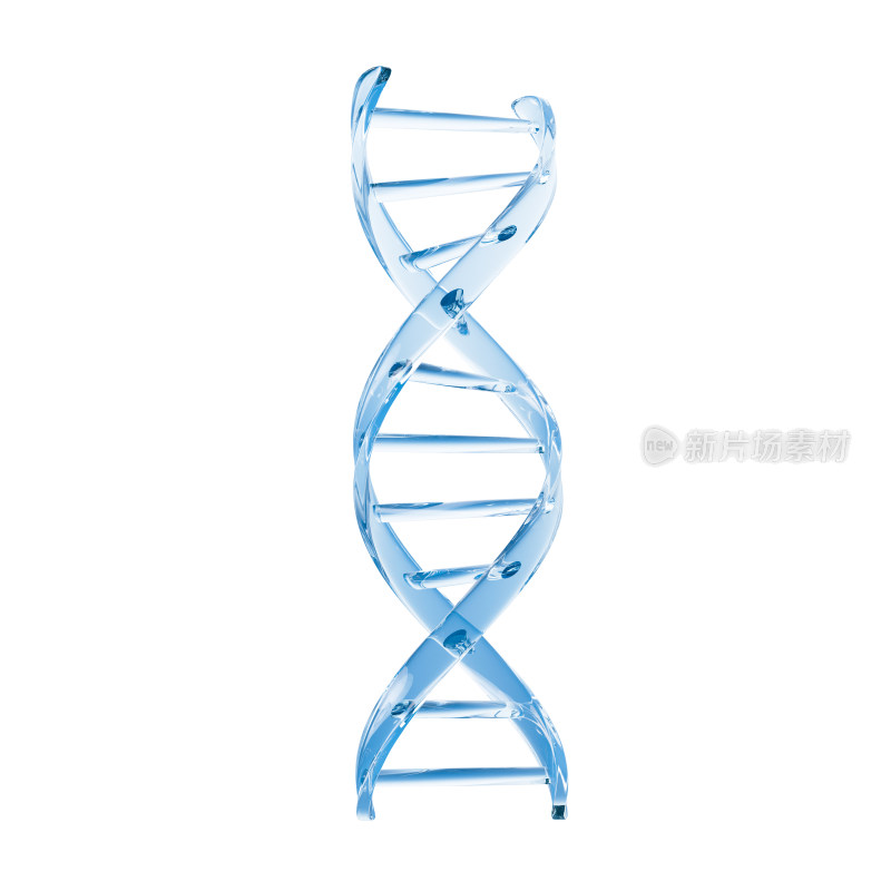 蓝色透明DNA结构3D渲染
