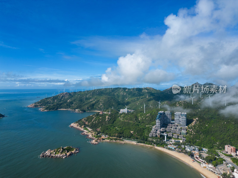 航拍广东汕头南澳岛大山风车